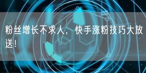 粉丝增长不求人，快手涨粉技巧大放送！