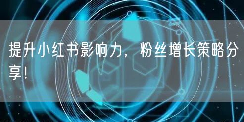 提升小红书影响力，粉丝增长策略分享！