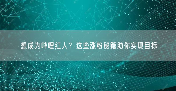 想成为哔哩红人？这些涨粉秘籍助你实现目标